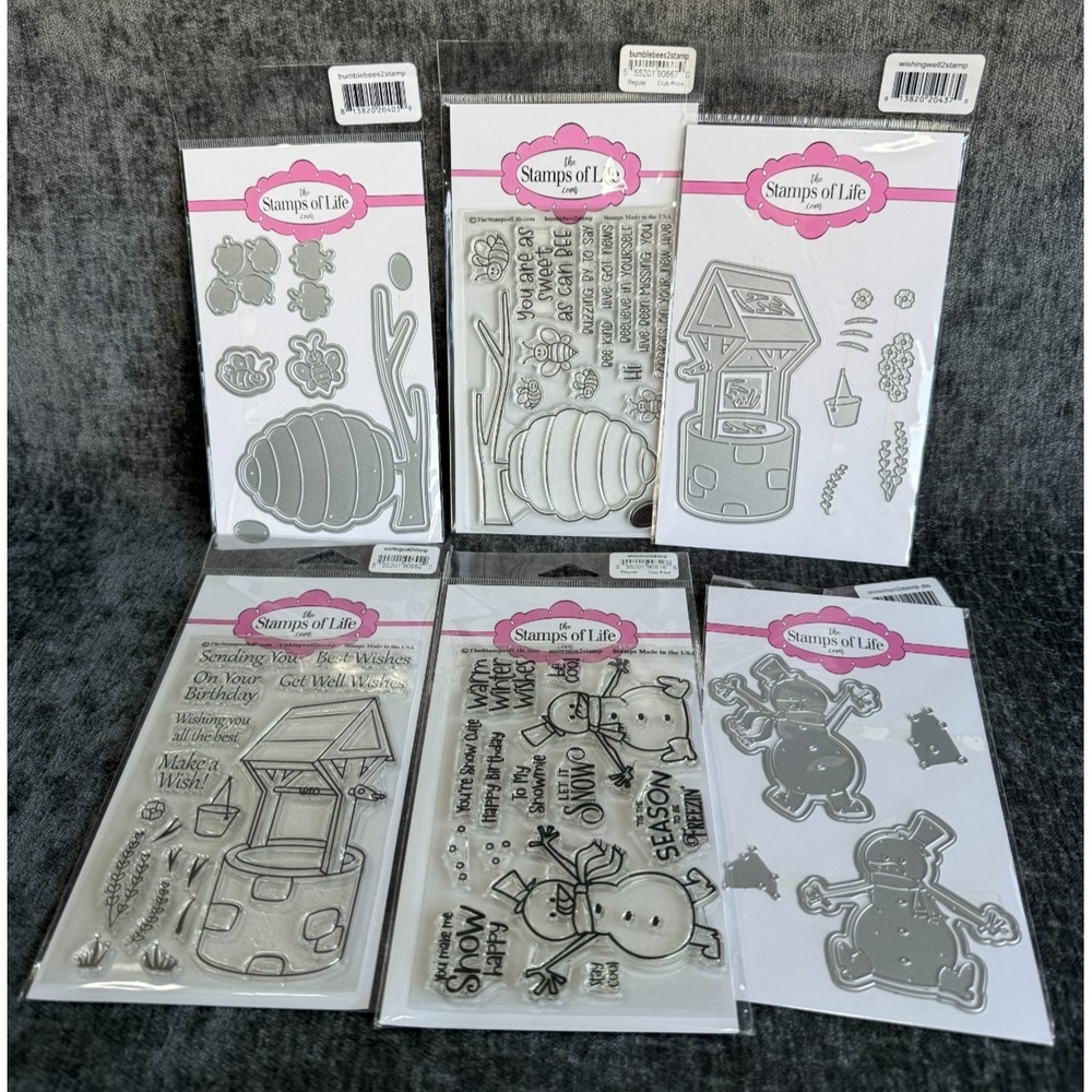 NEW Lot of 6 Stamps of Life Snowmen2Stamp, Bumblebees2Stamps, Wishingwell